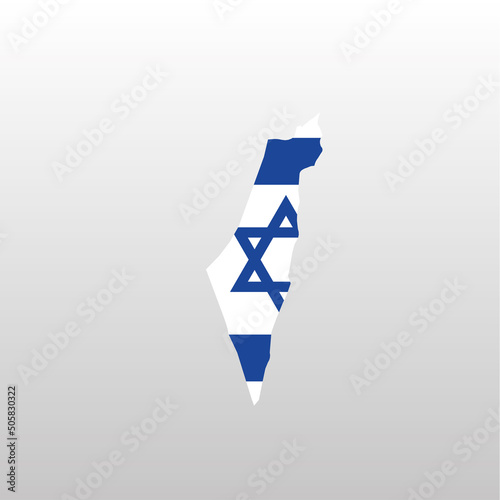 Israel national flag in country map silhouette