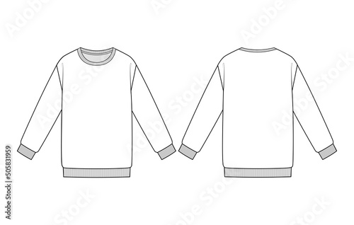 Fashion technical drawing of unisex sweatshirt