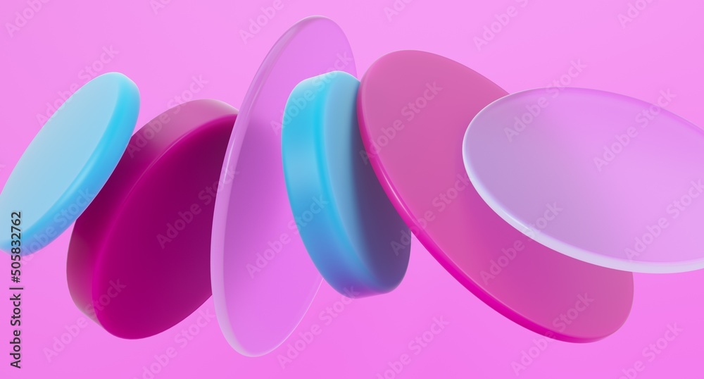 Round glass shapes minimal composition with glassmorphism effect. 3d rendered image. Round glass shapes minimal composition with glassmorphism effect. 3d rendered image.
