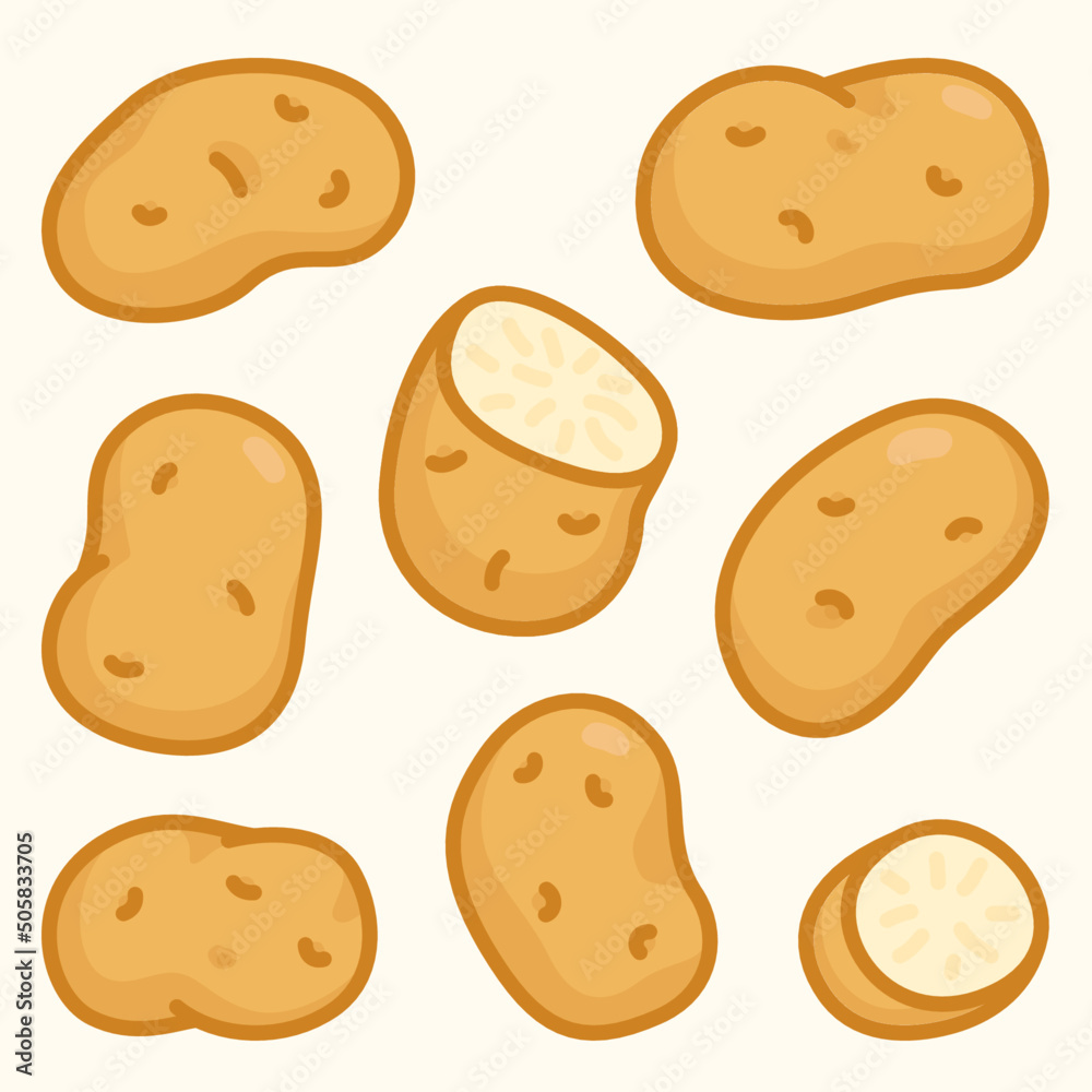 potato sides slice kawaii doodle flat vector illustration icon potato sides slice kawaii doodle flat vector illustration icon
