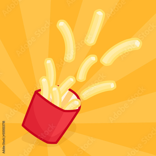 French fries out of the box kawaii doodle flat vector illustration icon