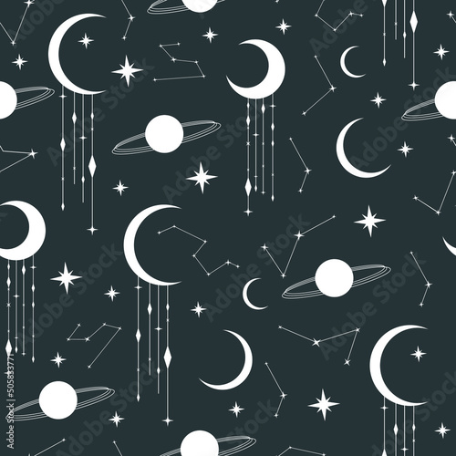 constellation and moon seamless patter