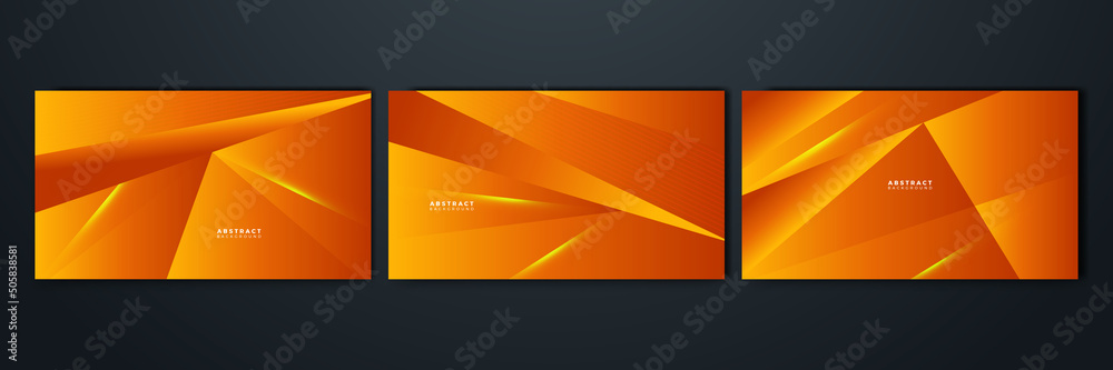 Abstract orange yellow geometric shapes geometric light triangle line shape with futuristic concept presentation background