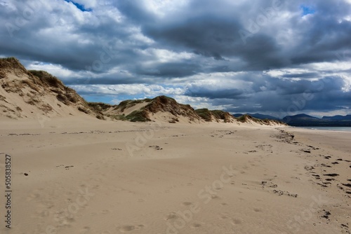 Sand Dunes on Traeth Llanddwyn Beach near Maes Parcio Ynys Llanddwyn Anglesey Wales photo