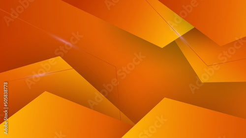Fototapeta Naklejka Na Ścianę i Meble -  Abstract orange yellow geometric shapes geometric light triangle line shape with futuristic concept presentation background