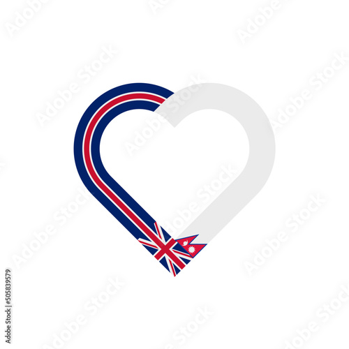 unity concept. heart ribbon icon of united kingdom and nepal flags. vector illustration isolated on white background