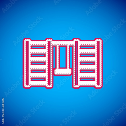 White Wooden Swedish wall icon isolated on blue background. Swedish stairs. Vector