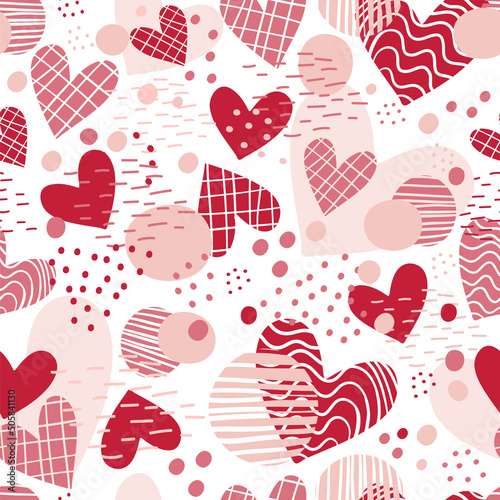 Seamless pattern with red hearts vector illustration