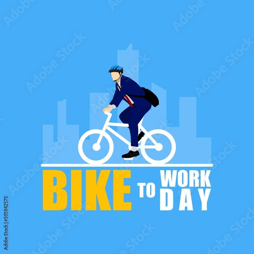 Bike to work day vector illustration. Suitable for Poster, Banners, campaign and greeting card. 