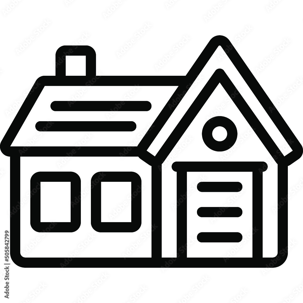 Bungalow With Garage Icon Bungalow With Garage Icon