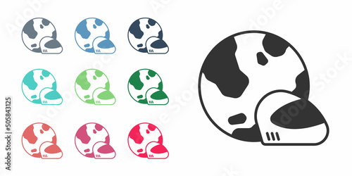 Black Racing helmet icon isolated on white background. Extreme sport. Sport equipment. Set icons colorful. Vector
