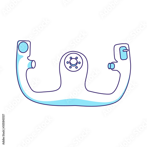 Yoke semi flat color vector element. Full sized object on white. Plane attitude. Control column. Steering wheel of plane simple cartoon style illustration for web graphic design and animation