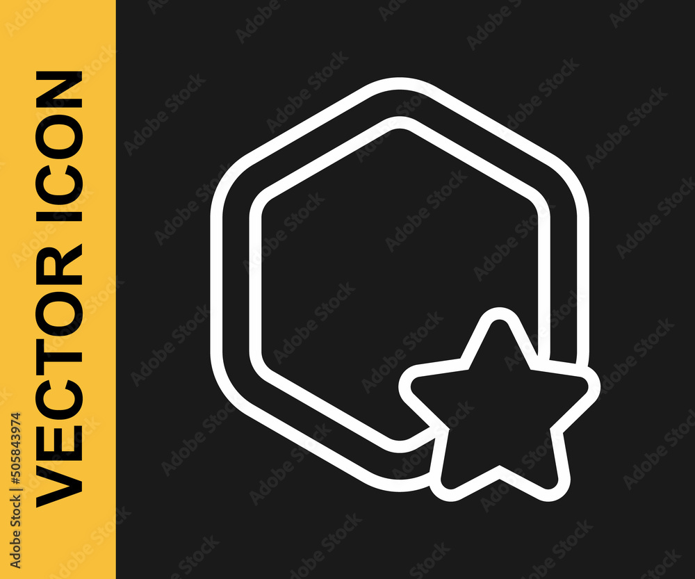White line Honeycomb icon isolated on black background. Honey cells symbol. Sweet natural food. Vector White line Honeycomb icon isolated on black background. Honey cells symbol. Sweet natural food. Vector