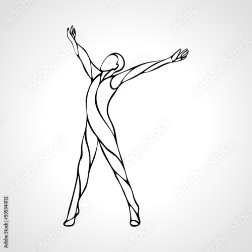 Happy Life Logo Arm raised man outline abstract silhouette illustration