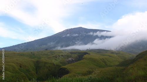 Landscape of Rinjani Mountain with sky and clouds 2