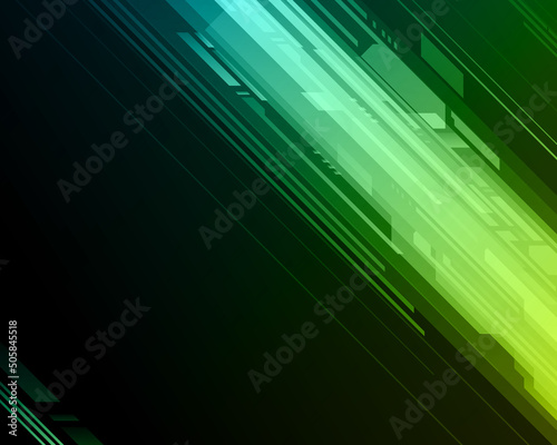 Green gradient diagonal technology geometric stripes cyberspace transition poster background template vector illustration. Abstract digital global connect generated speed dynamic flow motion network