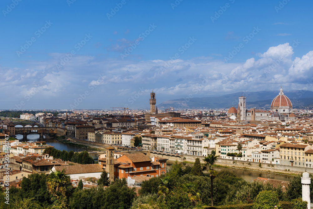 Amazing view of the city of Florence with Brunelleschi's Dome. Florence, Italy