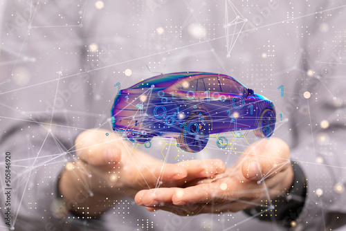 Autonomous car with HUD gra...