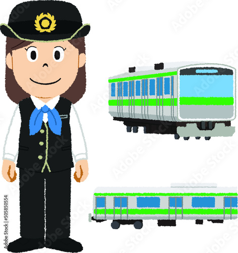 車掌の女性イラスト
