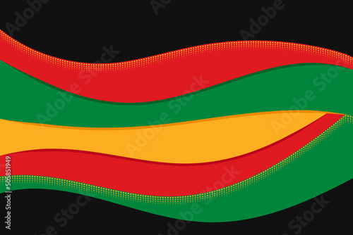 Juneteenth Color theme curve wavy Abstract Independence Day Background. Black History Month. Freedom or Emancipation day. Annual American holiday June 19 poster. Horizontal banner  vector illustration
