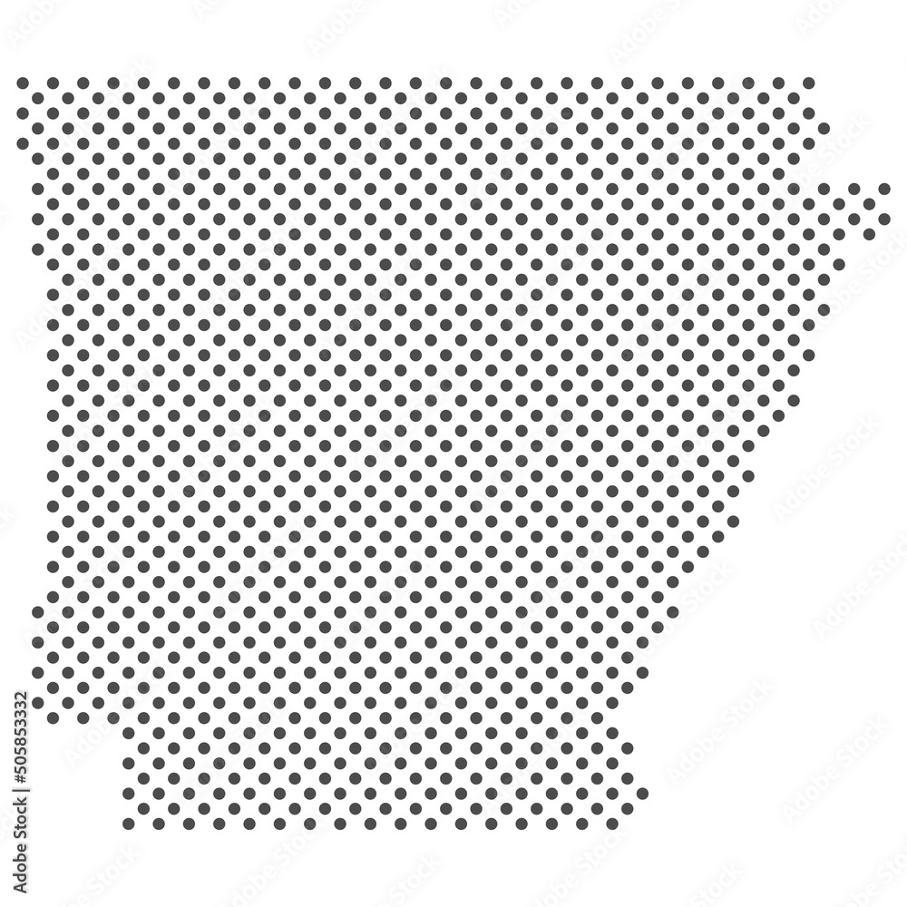 Φωτογραφία Arkansas Landkarte - Bundesstaat in den USA aus Punkten