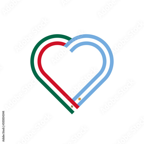 unity concept. heart ribbon icon of mexico and argentina flags. vector illustration isolated on white background