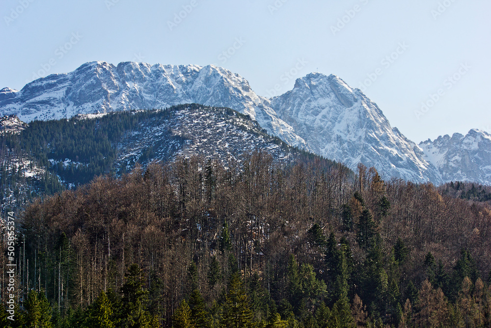 snow-capped peaks of the Polish Tatras in early spring
