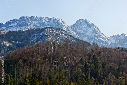 snow-capped peaks of the Polish Tatras in early spring