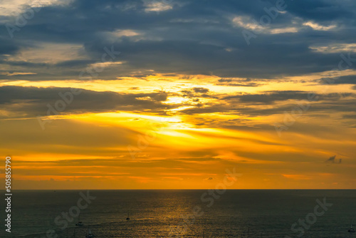 The sun is falling in sunset time at Promthep Cape in Phuket  Thailand.