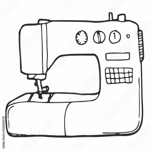 Sewing machine Icon line sketch icon. Stock vector illustration.