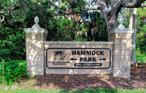 Hammock park in Dunedin (Florida) Entrance sign