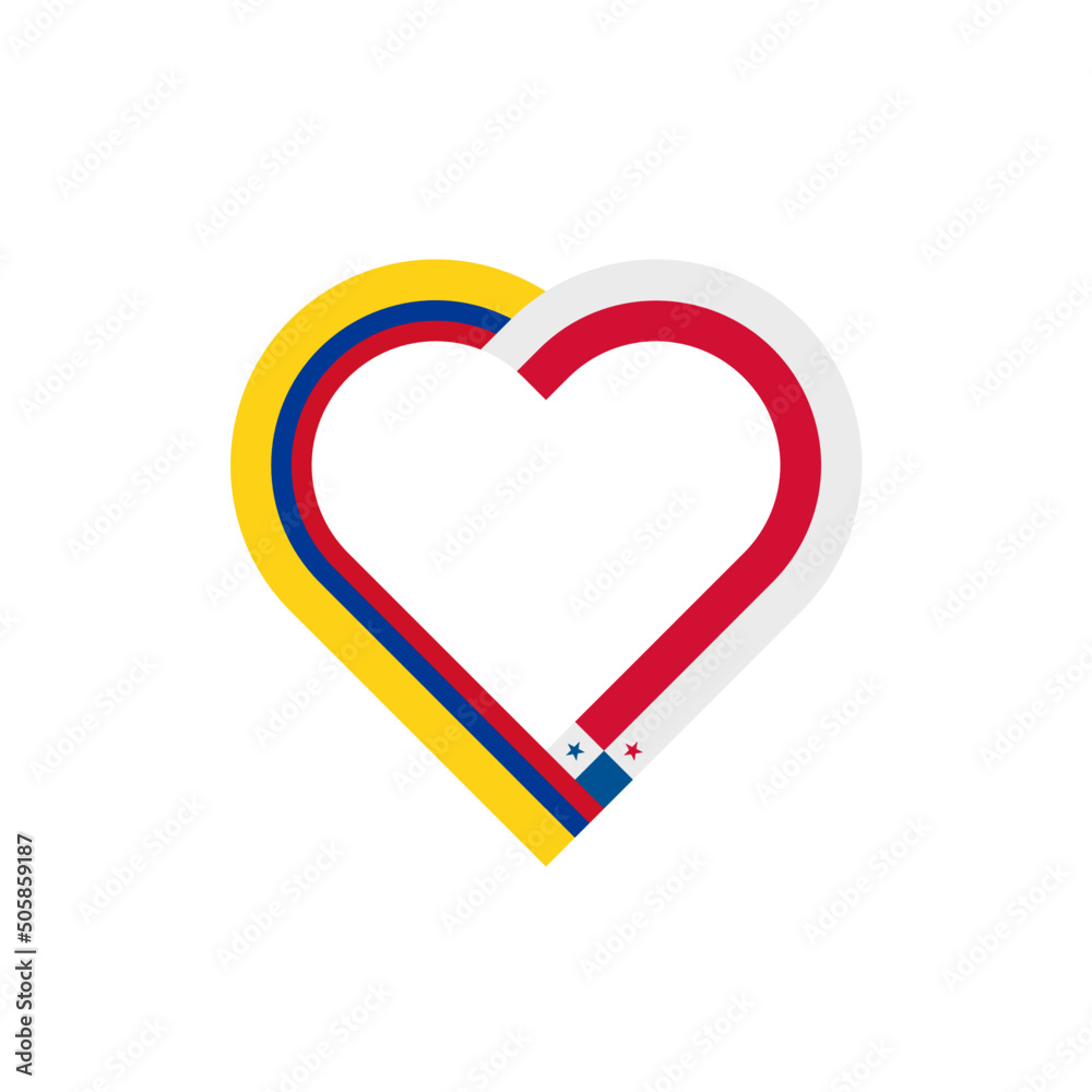 unity concept. heart ribbon icon of colombia and panama flags. vector illustration isolated on white background unity concept. heart ribbon icon of colombia and panama flags. vector illustration isolated on white background