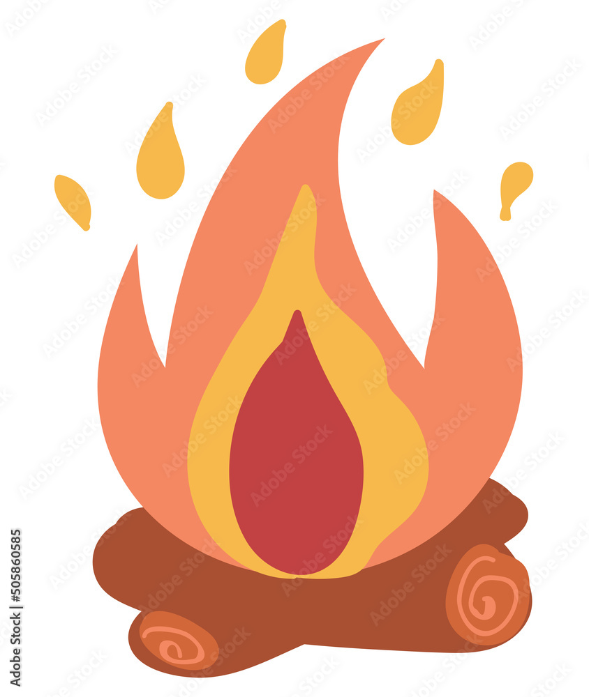 Hand drawn bonfire. White background, isolate. Vector illustration Hand drawn bonfire. White background, isolate. Vector illustration
