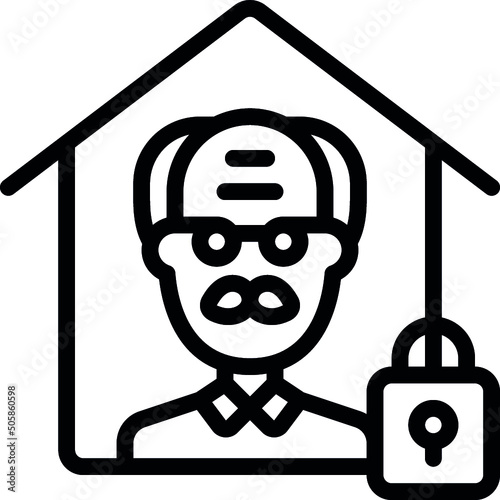 Elderly Man Self Isolated Icon