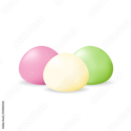 Mochi icon vector. Mochi logo design. Japanese rice dessert. Mochi 3d style.