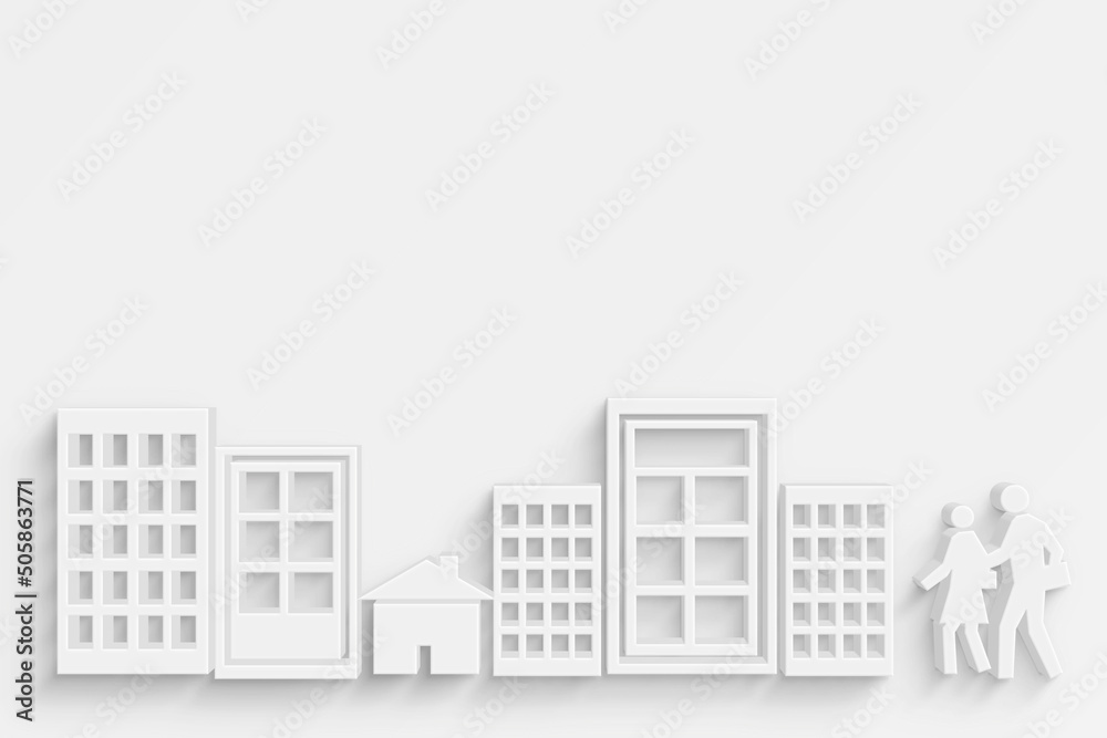 3D building and house background