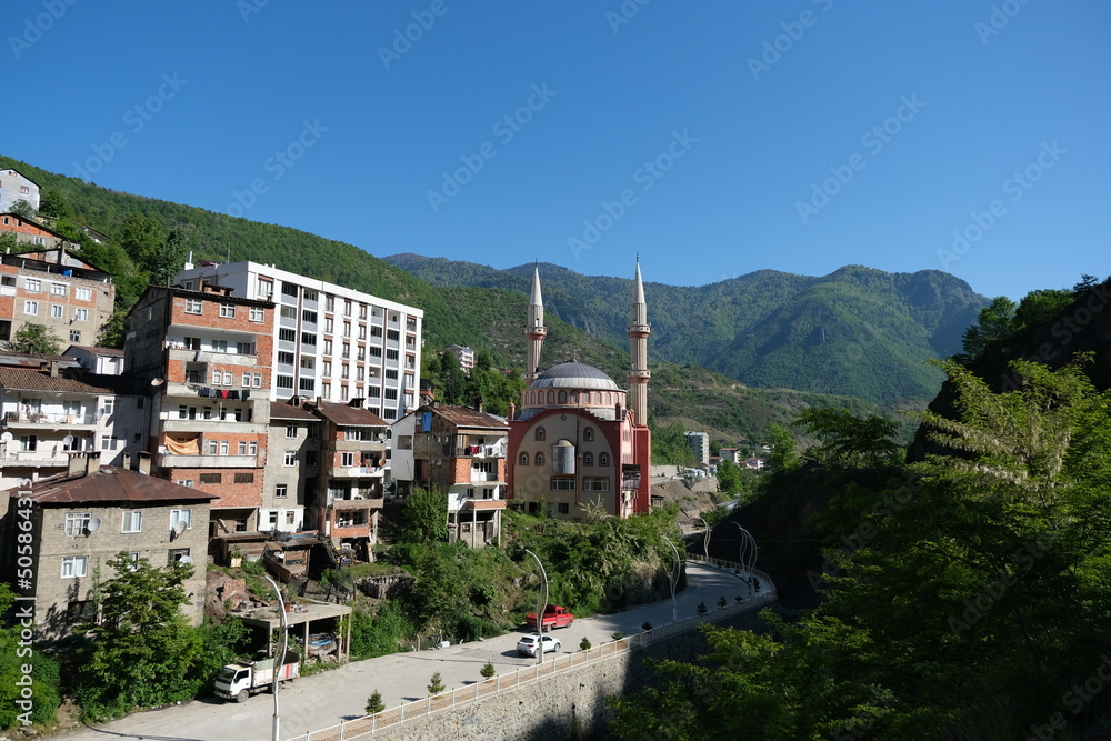 general view of Murgul district of artvin. Turkey