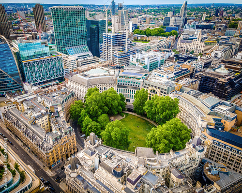 Photography The aerial view of Finsbury Circus Gardens and the City of London in summer