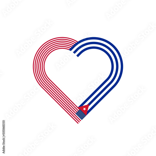 unity concept. heart ribbon icon of united sattes and cuba flags. vector illustration isolated on white background