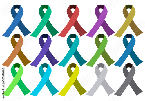 Lazo de conciencia de color verde, morado, rojo, amarillo y naranja.