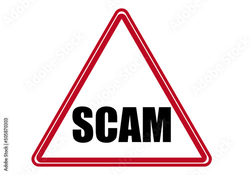 Icono de señal de advertencia por scam o estafa en email. 