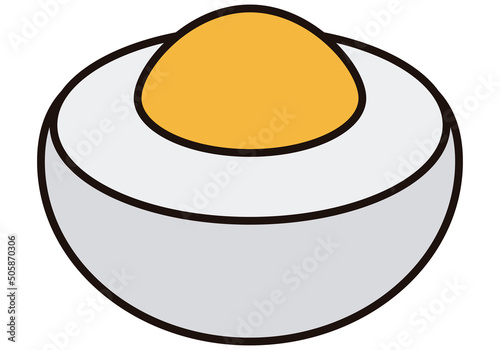 Icono de huevo cocido partido por la mitad. photo