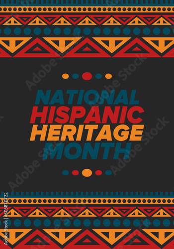 National Hispanic Heritage Month in September and October. Hispanic and Latino Americans culture. Celebrate annual in United States. Poster, card, banner and background. Vector illustration