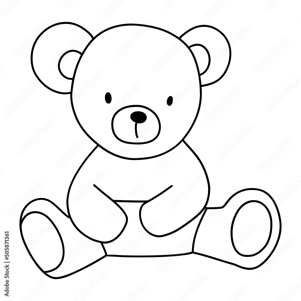 Cute cartoon bear in summer beachwear vector outline illustration Cute cartoon bear in summer beachwear vector outline illustration