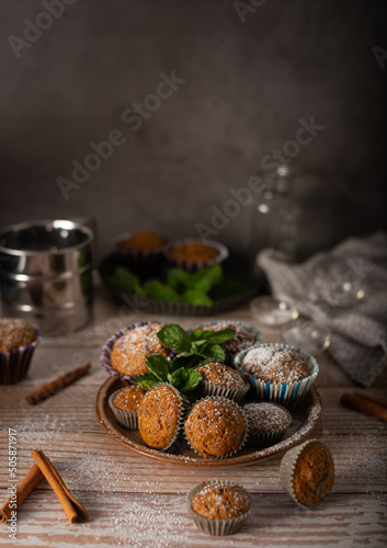 Homemade muffins with cinnamon