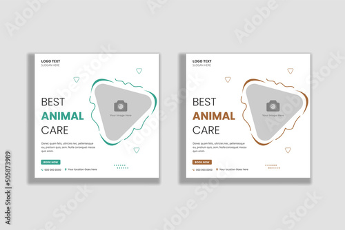 Animal care social media and web banner template