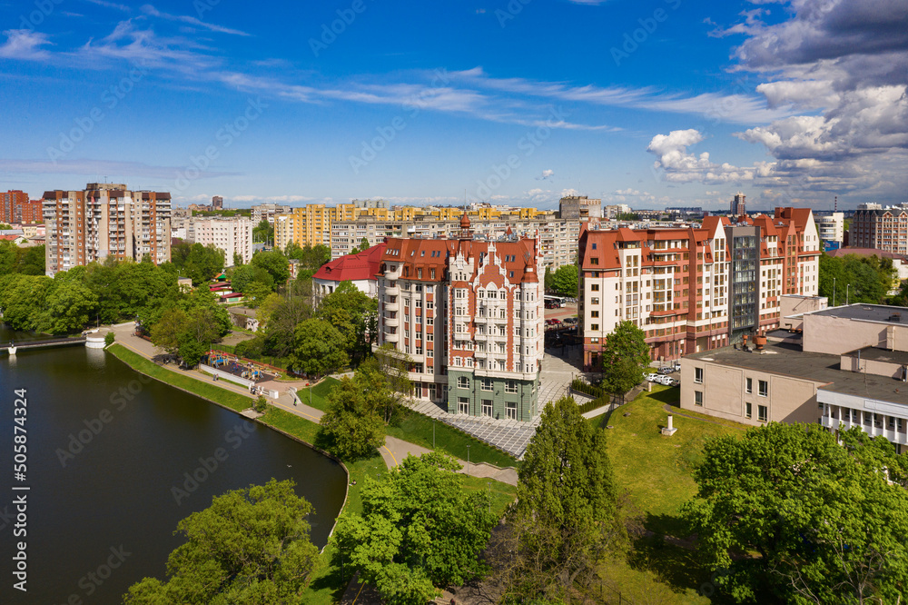 The new buildings on embankment of Lower Lake, Kaliningrad