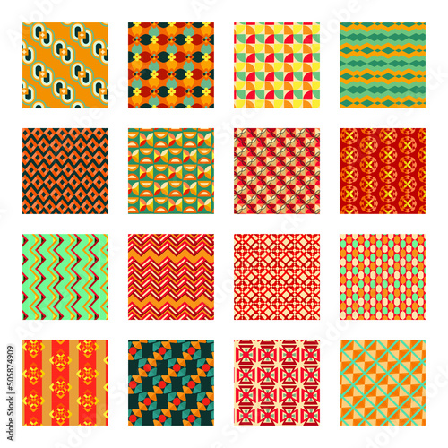 Fototapeta Naklejka Na Ścianę i Meble -  Set of Fabric Patterns Flat Vectors