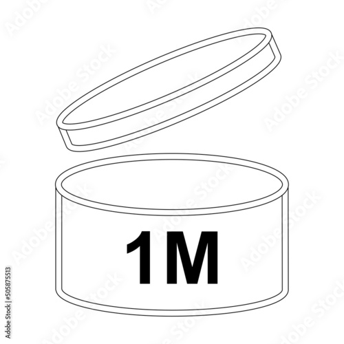 1m period after opening pao icon sign flat style design vector illustration isolated white background. 1 month day expiration period for cosmetic packaging line art symbol.