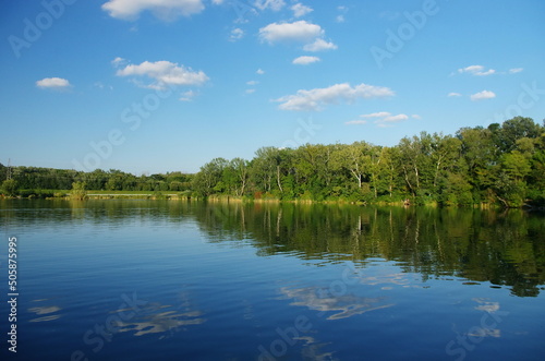 Photography Natural panorama with lake and blue sky